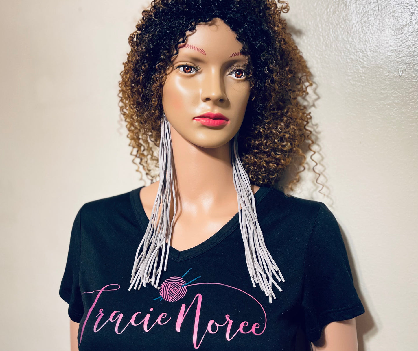 Earrings - Tassels - Gray leather