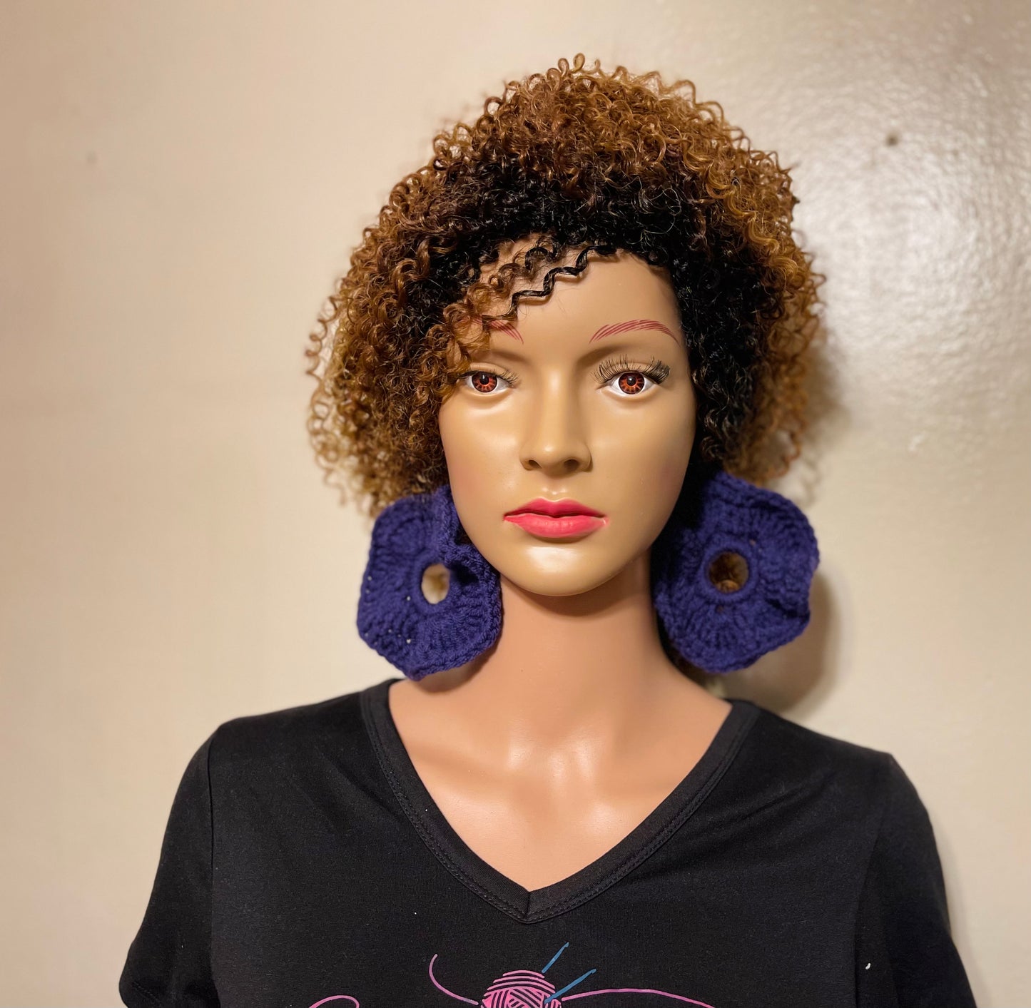 Earrings - Purple rounds
