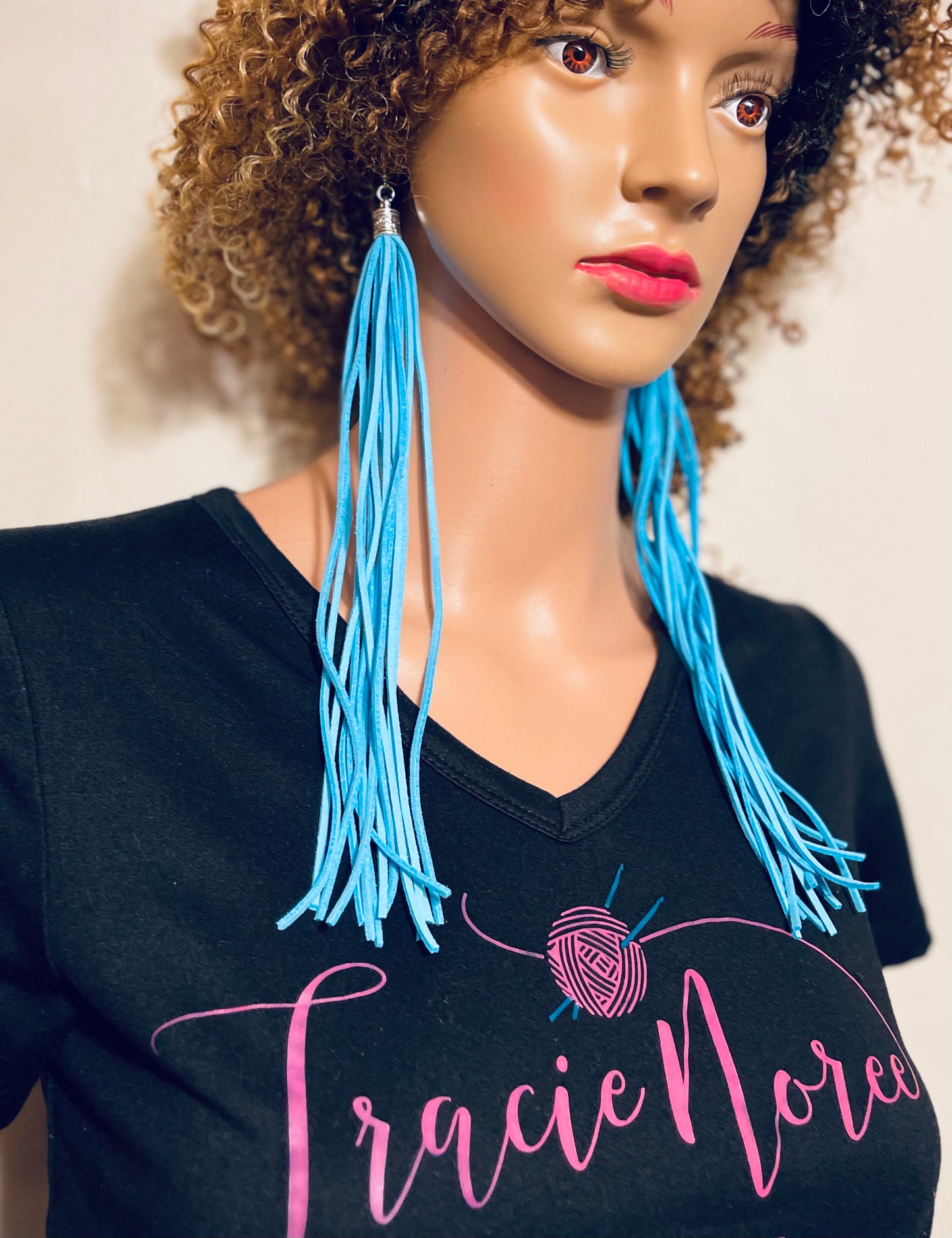 Earrings - Tassels - Cobalt leather