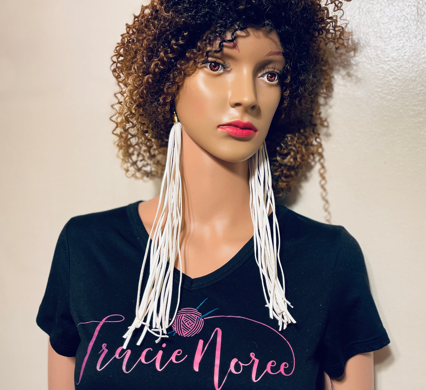 Earrings - Tassels - White leather