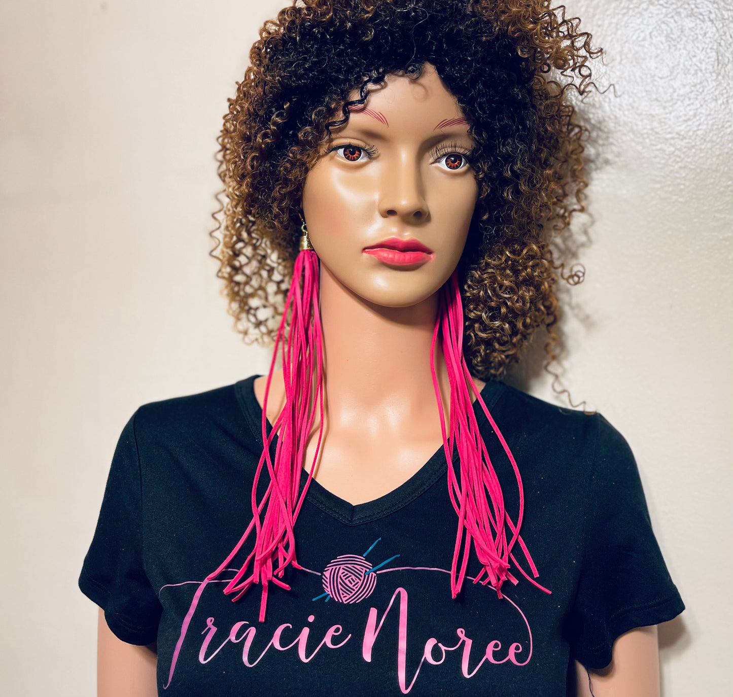 Earrings - Tassels - Magenta leather